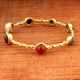 Natural Multi gemstone bangle for women, brass 22k gold plated jewelry